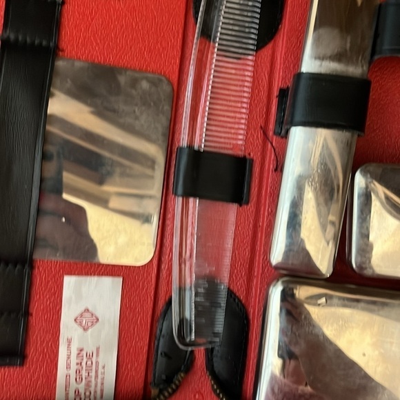 Vintage Men’s Grooming Toiletry Set Kit Top Grain Cowhide Metal Containers - Picture 7 of 11